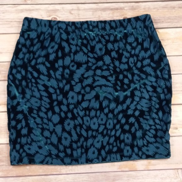 Mudd Medium Skirt Turquoise Burnout Animal Print Velour Skirt - Picture 1 of 8
